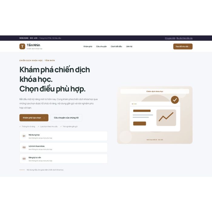 Ảnh chụp Giao diện HTML chiến dịch khóa học — Trưng bày | WZ-459