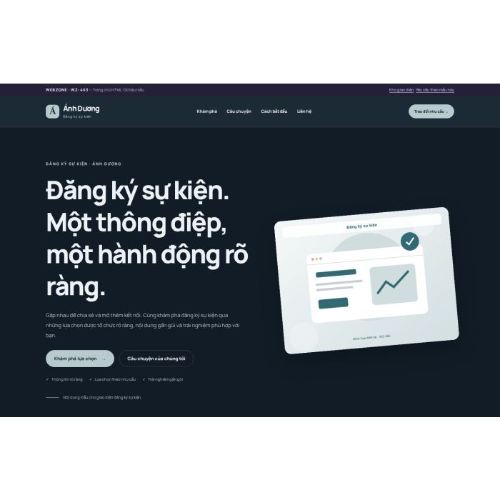 Ảnh chụp Giao diện HTML đăng ký sự kiện — Nổi bật | WZ-463