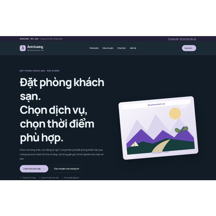 Ảnh chụp Giao diện HTML đặt phòng khách sạn — Nổi bật | WZ-468