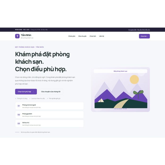 Ảnh chụp Giao diện HTML đặt phòng khách sạn — Trưng bày | WZ-469