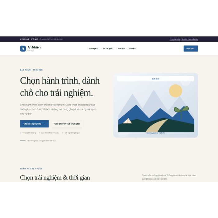 Ảnh chụp Giao diện HTML đặt tour — Thanh lịch | WZ-471