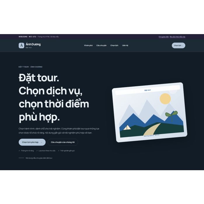 Ảnh chụp Giao diện HTML đặt tour — Nổi bật | WZ-472