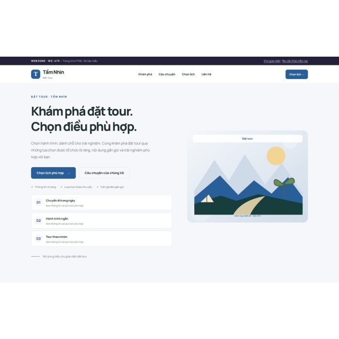 Ảnh chụp Giao diện HTML đặt tour — Trưng bày | WZ-473