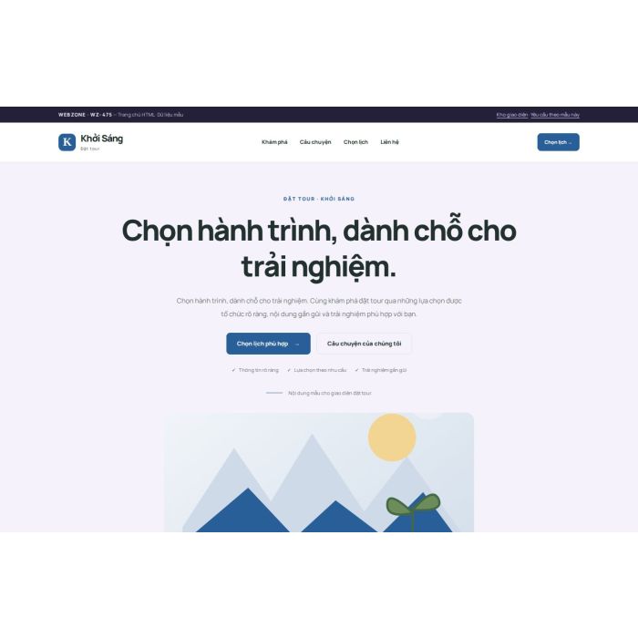 Ảnh chụp Giao diện HTML đặt tour — Tập trung chuyển đổi | WZ-475