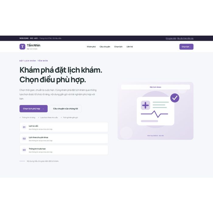 Ảnh chụp Giao diện HTML đặt lịch khám — Trưng bày | WZ-483
