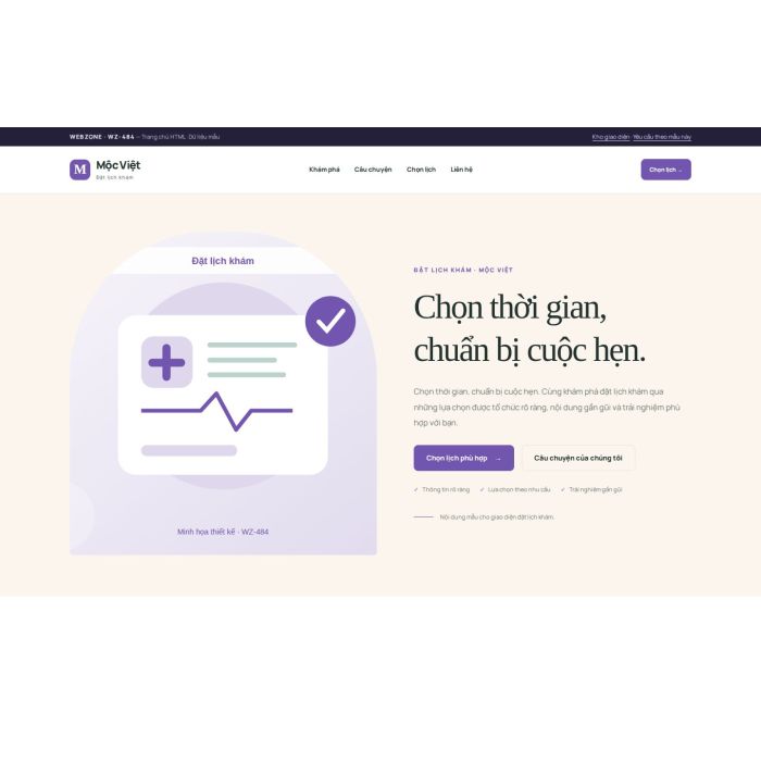 Ảnh chụp Giao diện HTML đặt lịch khám — Kể chuyện | WZ-484
