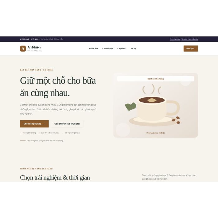 Ảnh chụp Giao diện HTML đặt bàn nhà hàng — Thanh lịch | WZ-486