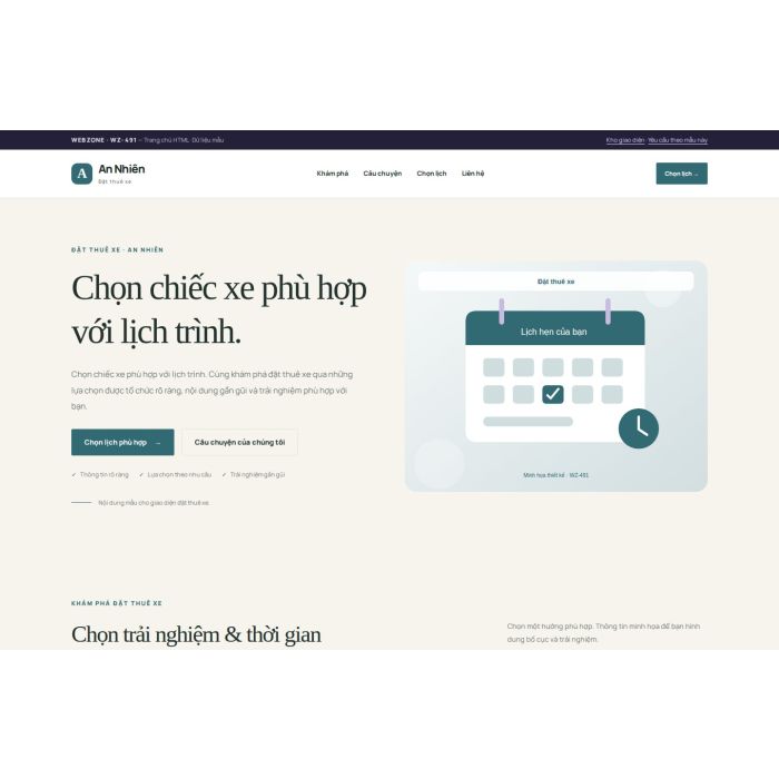 Ảnh chụp Giao diện HTML đặt thuê xe — Thanh lịch | WZ-491