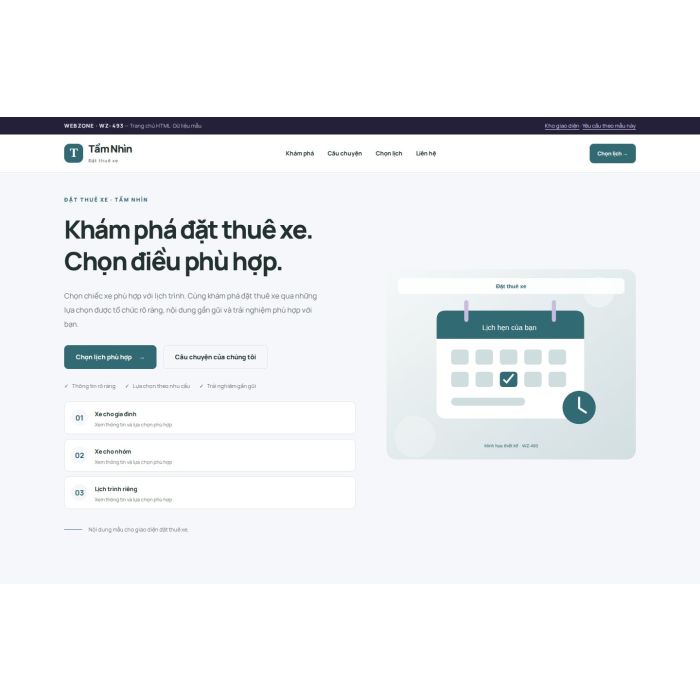 Ảnh chụp Giao diện HTML đặt thuê xe — Trưng bày | WZ-493