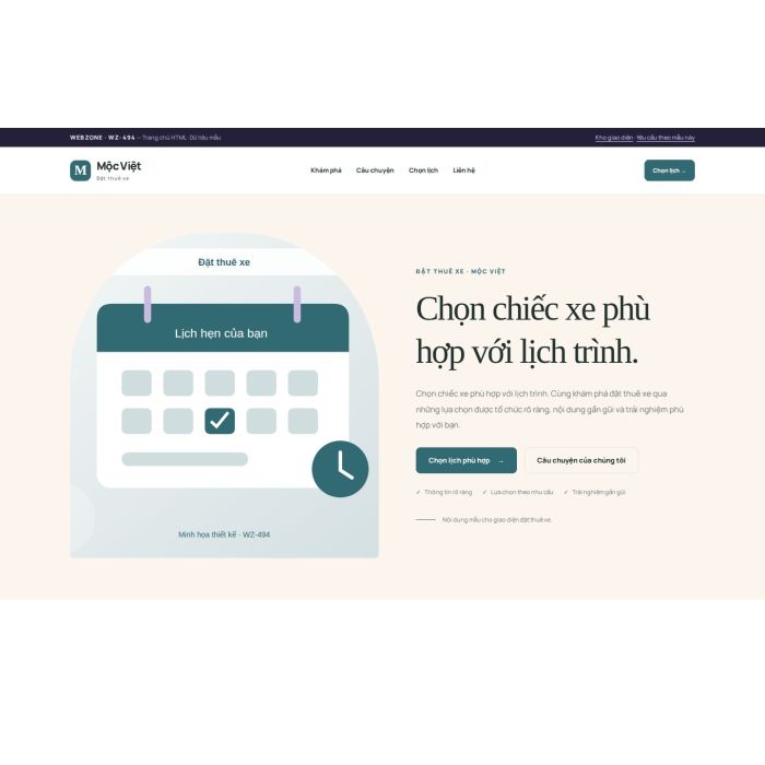 Ảnh chụp Giao diện HTML đặt thuê xe — Kể chuyện | WZ-494