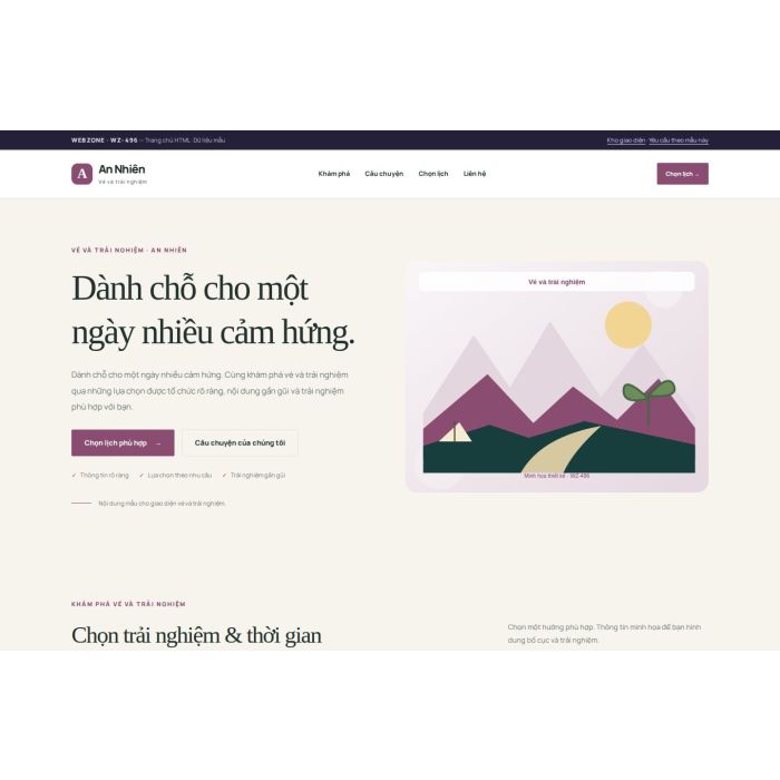 Ảnh chụp Giao diện HTML vé và trải nghiệm — Thanh lịch | WZ-496
