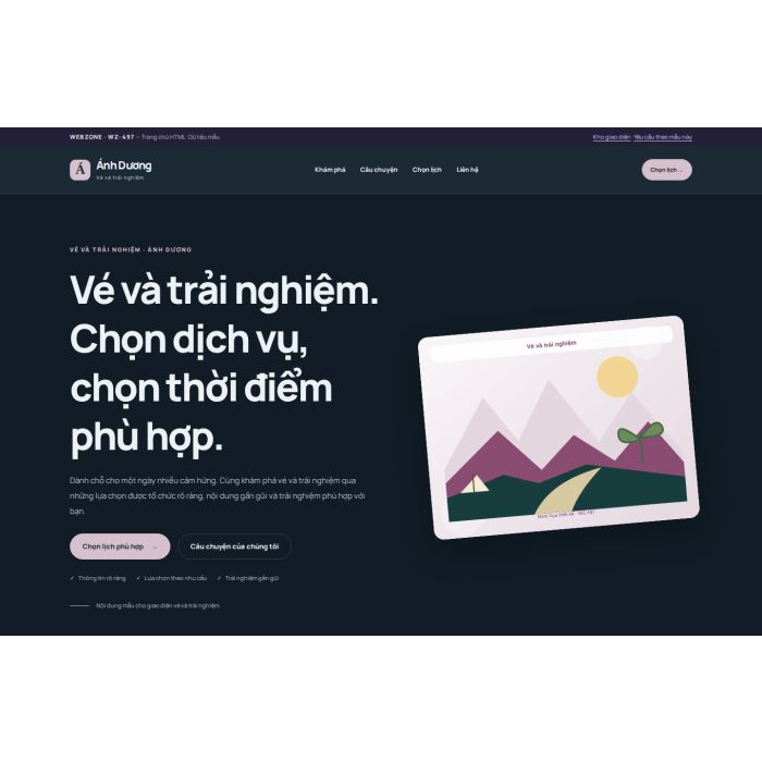 Ảnh chụp Giao diện HTML vé và trải nghiệm — Nổi bật | WZ-497