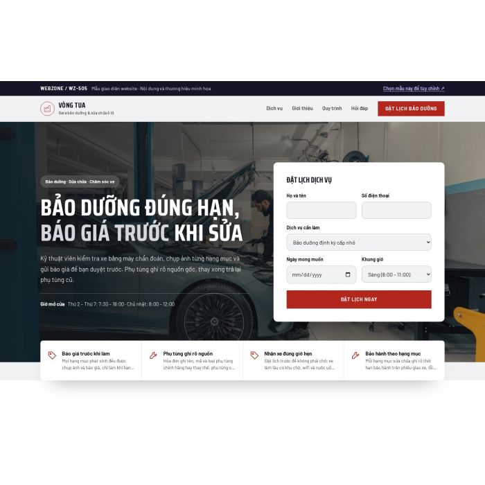 Ảnh chụp Mẫu giao diện gara ô tô — Tập trung chuyển đổi | WZ-505