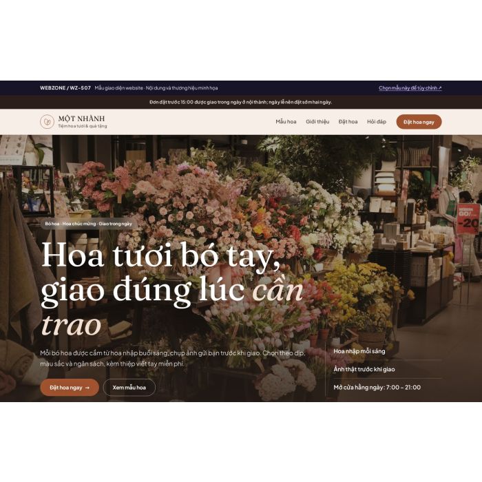 Ảnh chụp Mẫu giao diện tiệm hoa — Nổi bật | WZ-507