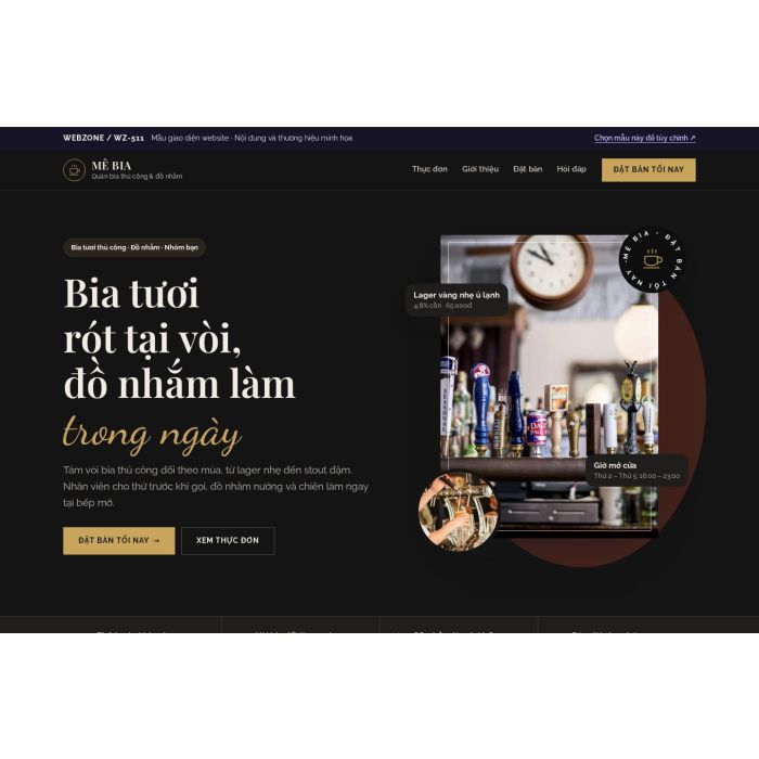 Ảnh chụp Mẫu giao diện quán bia thủ công — Thanh lịch | WZ-511