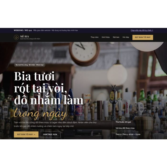 Ảnh chụp Mẫu giao diện quán bia thủ công — Nổi bật | WZ-512