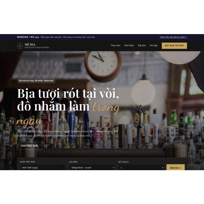 Ảnh chụp Mẫu giao diện quán bia thủ công — Tập trung chuyển đổi | WZ-515