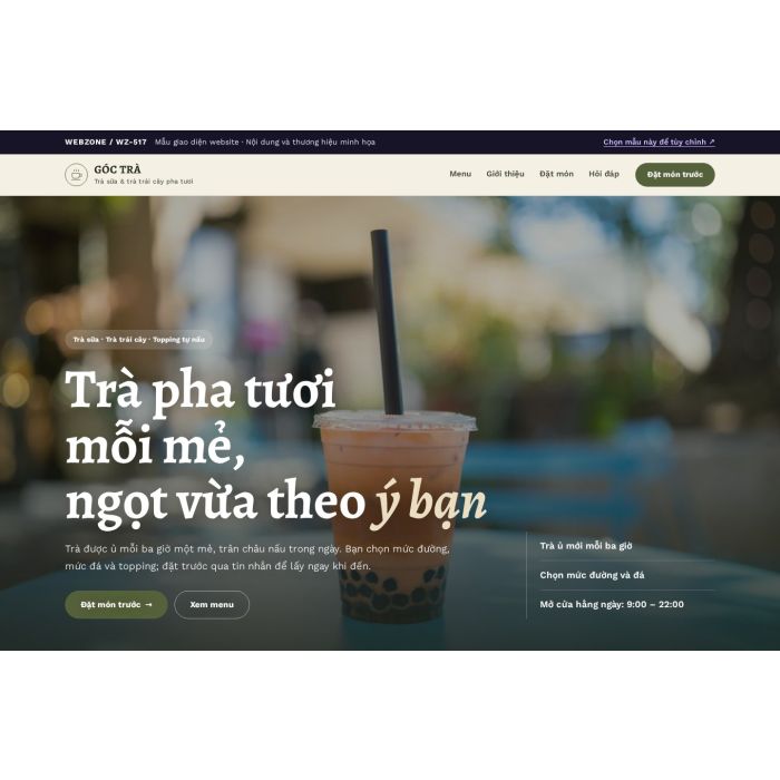 Ảnh chụp Mẫu giao diện tiệm trà sữa — Nổi bật | WZ-517
