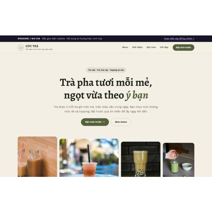 Ảnh chụp Mẫu giao diện tiệm trà sữa — Trưng bày | WZ-518