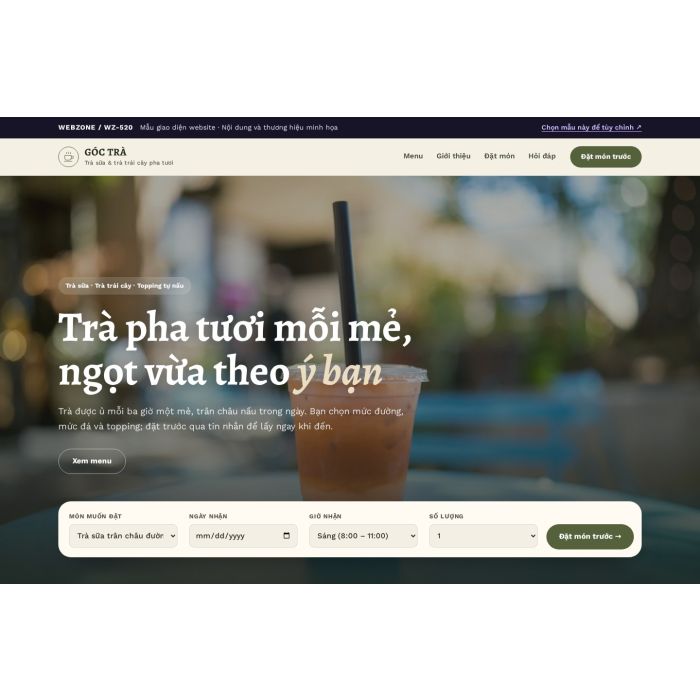 Ảnh chụp Mẫu giao diện tiệm trà sữa — Tập trung chuyển đổi | WZ-520
