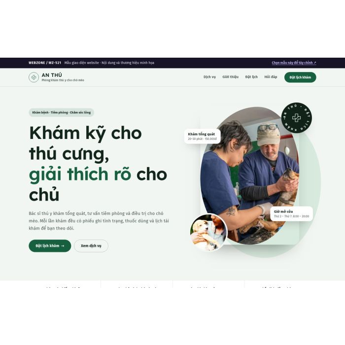 Ảnh chụp Mẫu giao diện phòng khám thú y — Thanh lịch | WZ-521