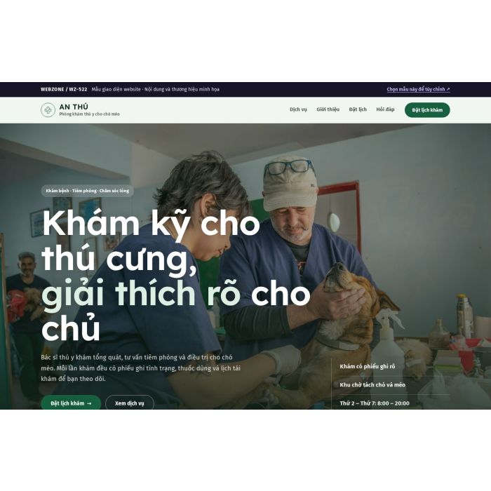 Ảnh chụp Mẫu giao diện phòng khám thú y — Nổi bật | WZ-522
