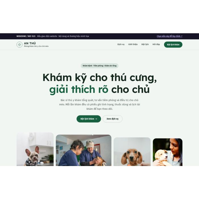 Ảnh chụp Mẫu giao diện phòng khám thú y — Trưng bày | WZ-523