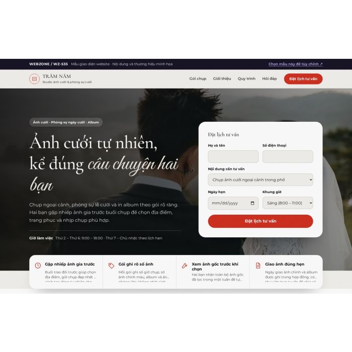 Ảnh chụp Mẫu giao diện studio ảnh cưới — Tập trung chuyển đổi | WZ-535