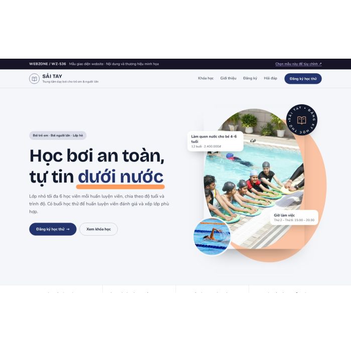 Ảnh chụp Mẫu giao diện trung tâm dạy bơi — Thanh lịch | WZ-536