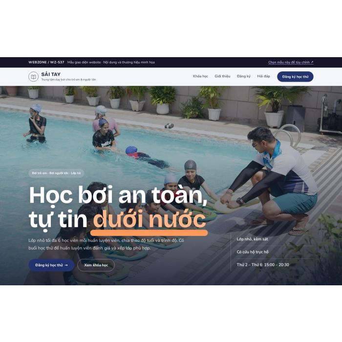 Ảnh chụp Mẫu giao diện trung tâm dạy bơi — Nổi bật | WZ-537
