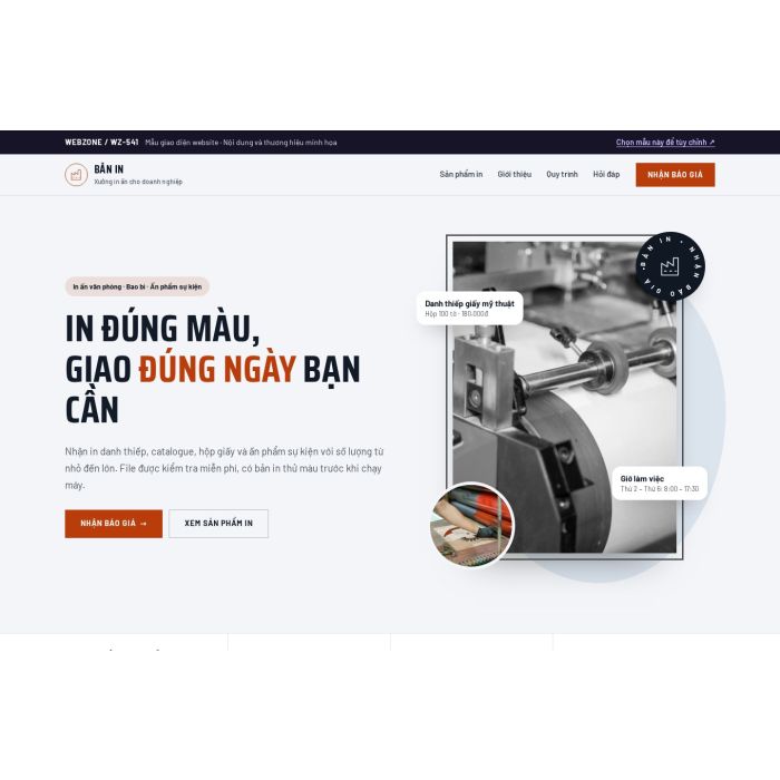 Ảnh chụp Mẫu giao diện xưởng in ấn — Thanh lịch | WZ-541