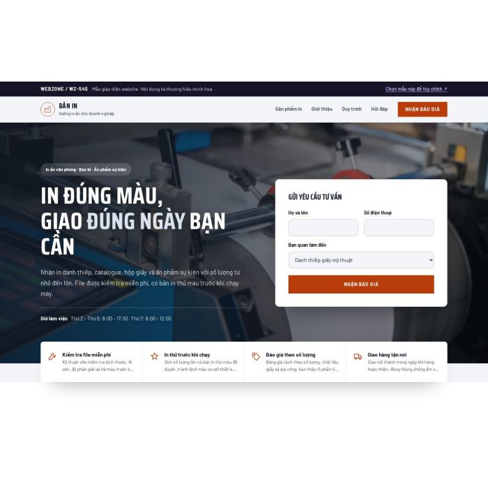 Ảnh chụp Mẫu giao diện xưởng in ấn — Tập trung chuyển đổi | WZ-545