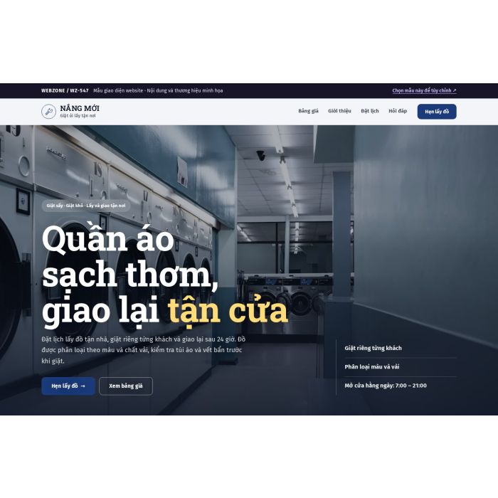 Ảnh chụp Mẫu giao diện tiệm giặt ủi — Nổi bật | WZ-547