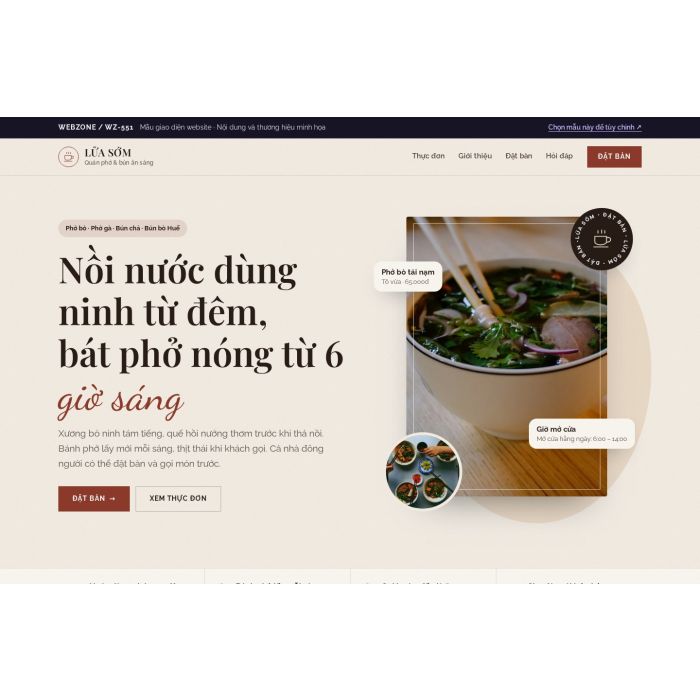 Ảnh chụp Mẫu giao diện quán phở & bún — Thanh lịch | WZ-551