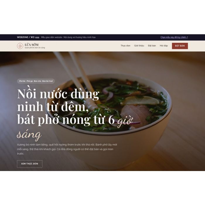 Ảnh chụp Mẫu giao diện quán phở & bún — Tập trung chuyển đổi | WZ-555