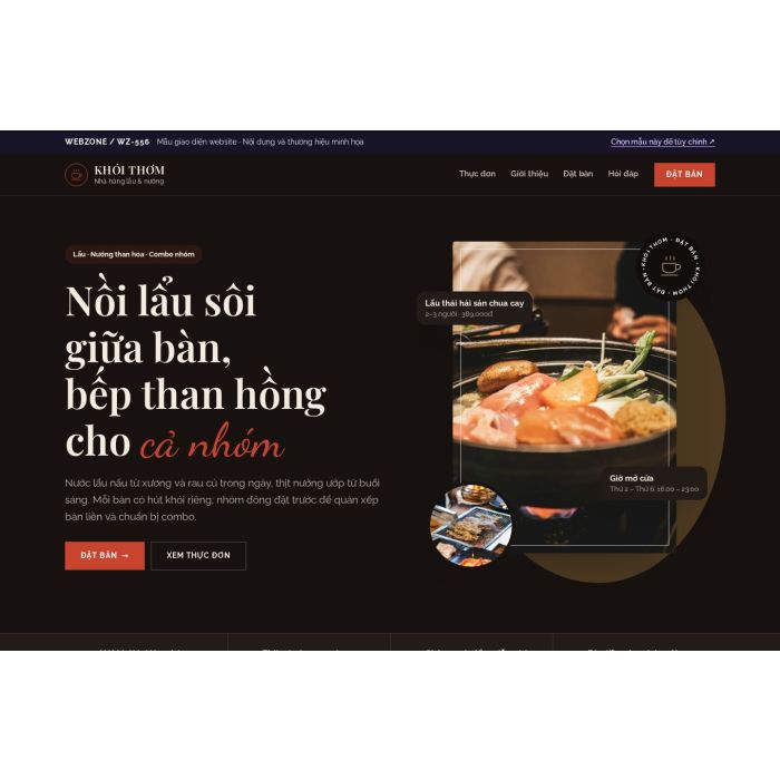 Ảnh chụp Mẫu giao diện nhà hàng lẩu nướng — Thanh lịch | WZ-556