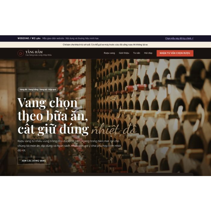 Ảnh chụp Mẫu giao diện rượu vang — Tập trung chuyển đổi | WZ-580