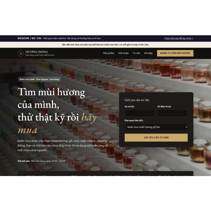 Ảnh chụp Mẫu giao diện nước hoa — Tập trung chuyển đổi | WZ-585