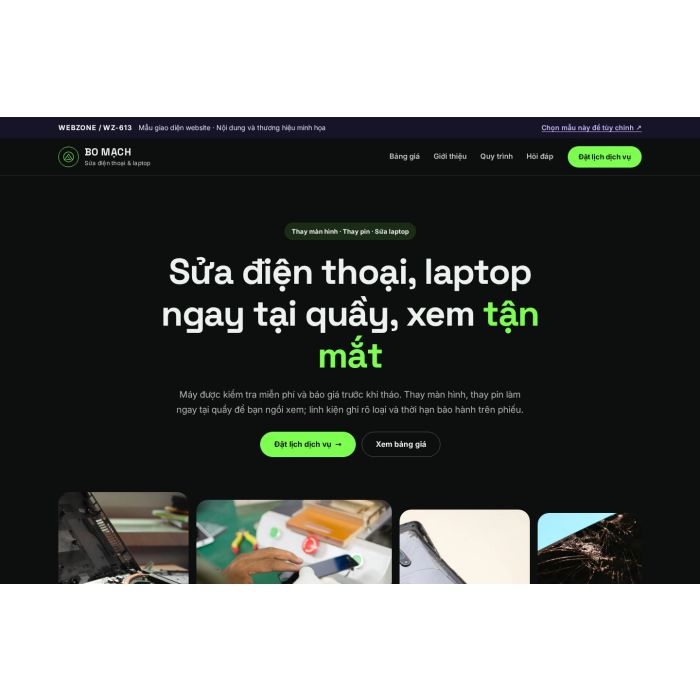 Ảnh chụp Mẫu giao diện sửa điện thoại & laptop — Trưng bày | WZ-613