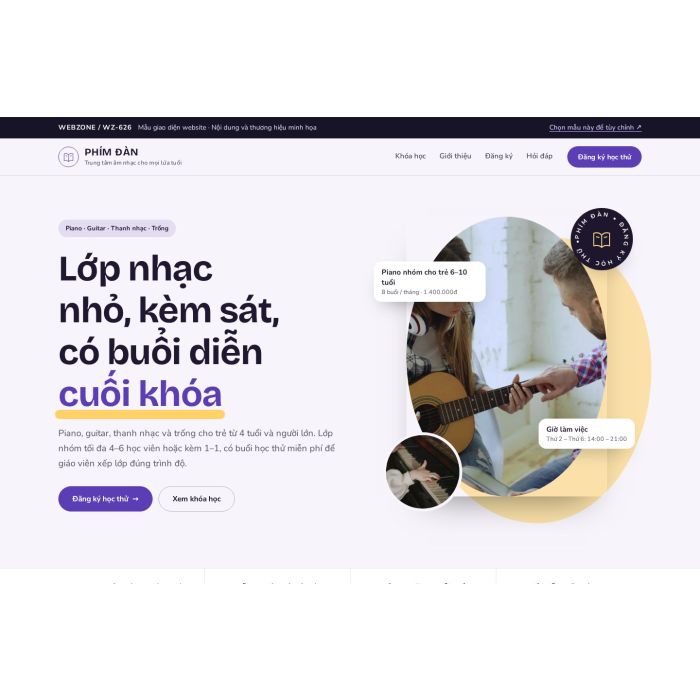 Ảnh chụp Mẫu giao diện trung tâm âm nhạc — Thanh lịch | WZ-626