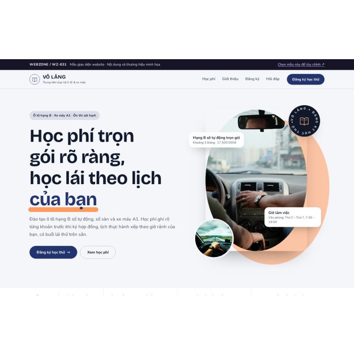 Ảnh chụp Mẫu giao diện trung tâm dạy lái xe — Thanh lịch | WZ-631
