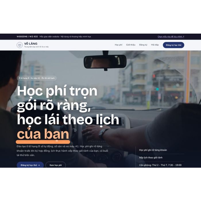Ảnh chụp Mẫu giao diện trung tâm dạy lái xe — Nổi bật | WZ-632