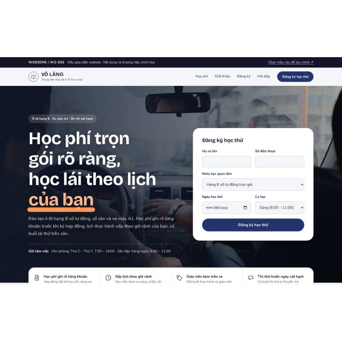 Ảnh chụp Mẫu giao diện trung tâm dạy lái xe — Tập trung chuyển đổi | WZ-635