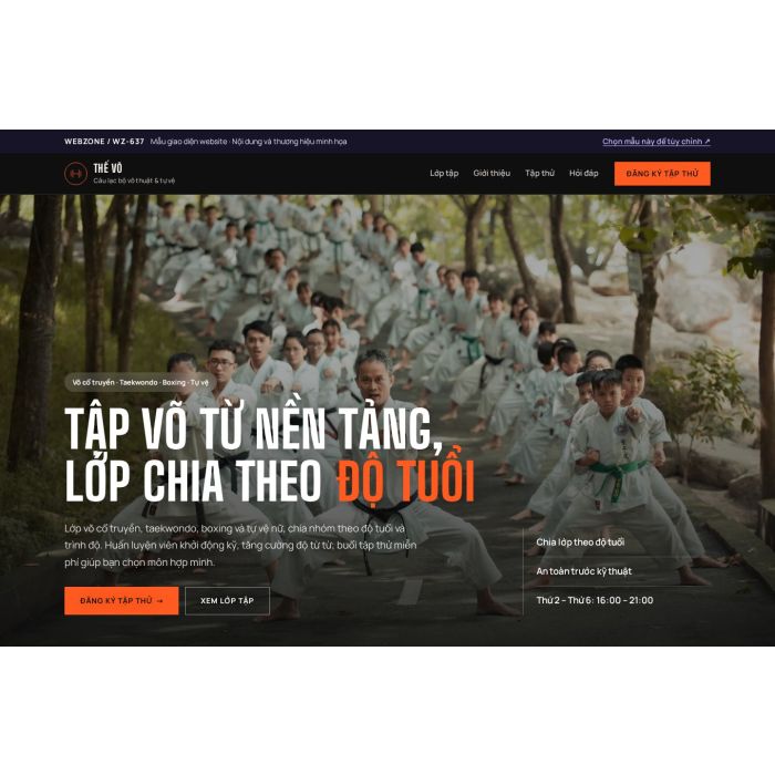 Ảnh chụp Mẫu giao diện câu lạc bộ võ thuật — Nổi bật | WZ-637
