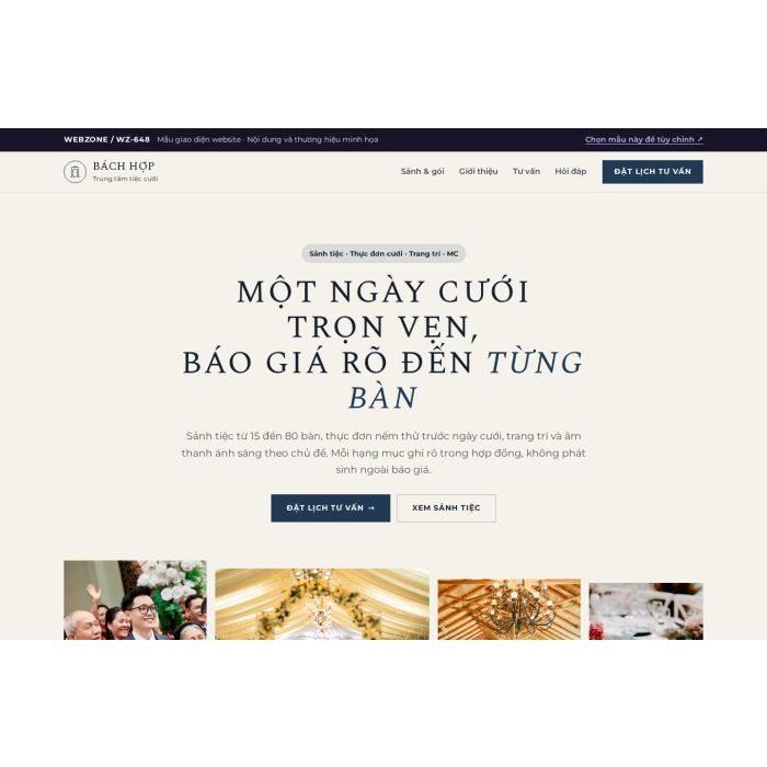 Ảnh chụp Mẫu giao diện trung tâm tiệc cưới — Trưng bày | WZ-648