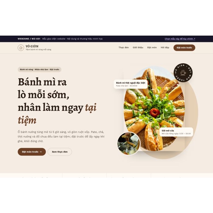 Ảnh chụp Mẫu giao diện tiệm bánh mì — Thanh lịch | WZ-651