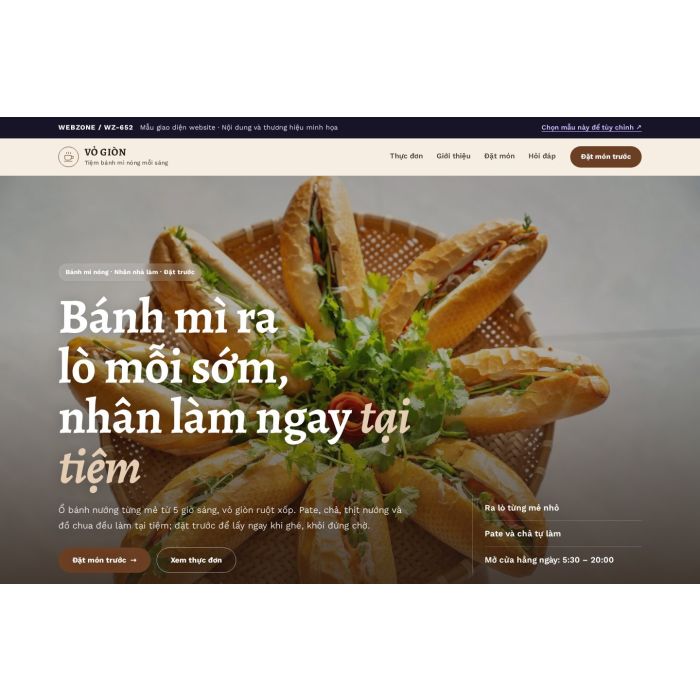Ảnh chụp Mẫu giao diện tiệm bánh mì — Nổi bật | WZ-652