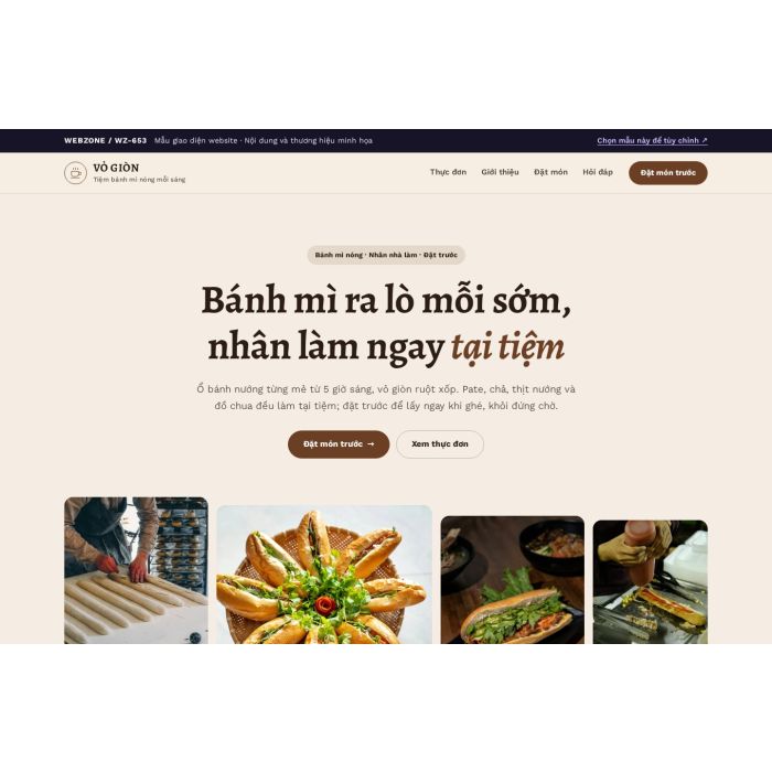 Ảnh chụp Mẫu giao diện tiệm bánh mì — Trưng bày | WZ-653