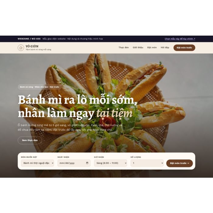Ảnh chụp Mẫu giao diện tiệm bánh mì — Tập trung chuyển đổi | WZ-655