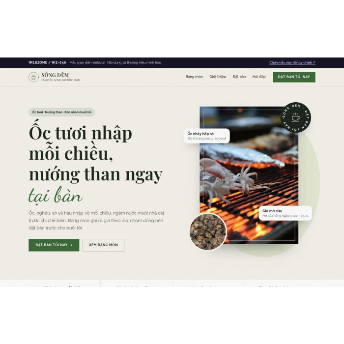 Ảnh chụp Mẫu giao diện quán ốc & hải sản bình dân — Thanh lịch | WZ-656
